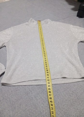 Gri Uzun Kollu Crop Top - Görsel 2