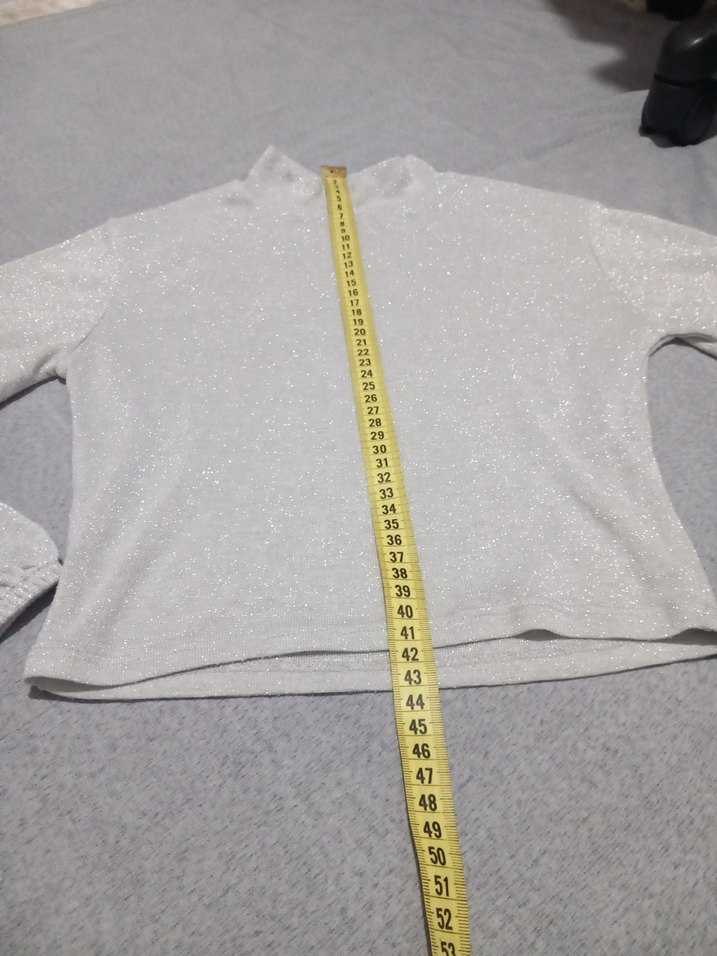 Gri Uzun Kollu Crop Top - Görsel 2