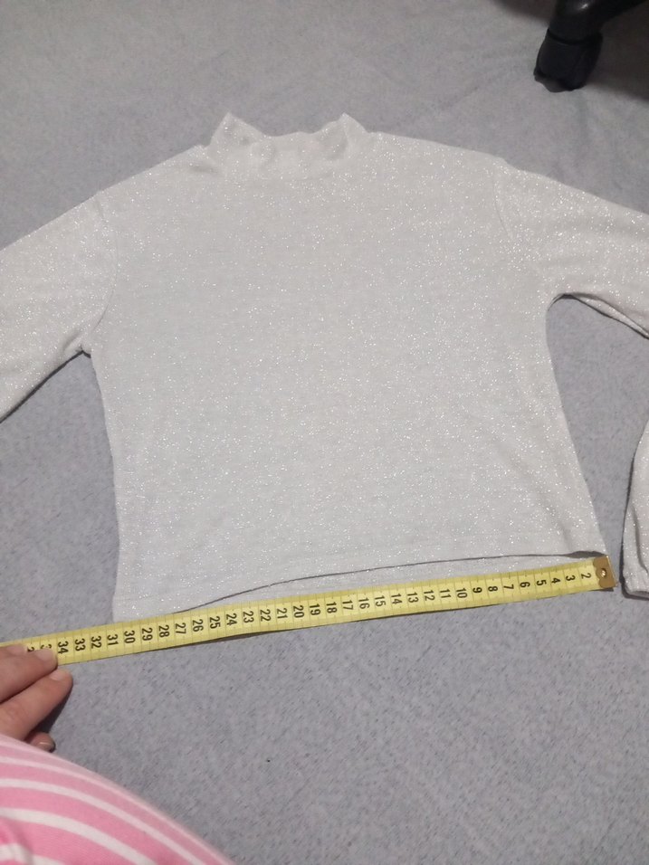 Gri Uzun Kollu Crop Top - Görsel 3