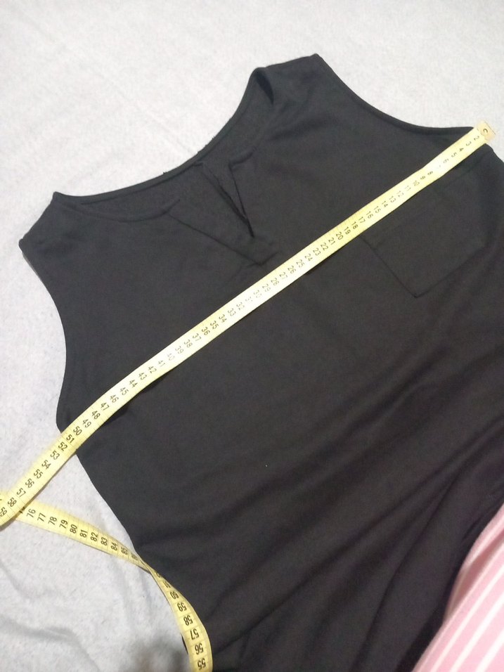 Siyah V Yakalı Kolsuz Midi Triko Elbise - Görsel 2