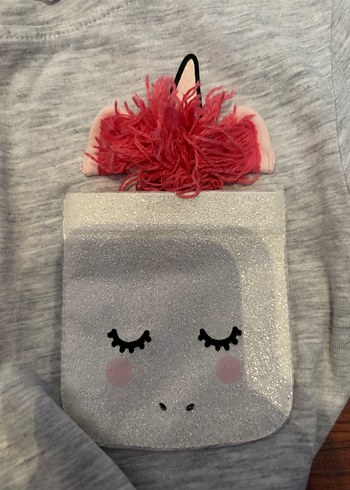 8 Yaş Beden gri Renk H&M Kız Çocuk Gri Kısa Kollu Elbise