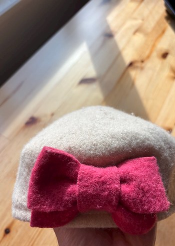 5-8 Yaş, 22 cm Beden Gymboree Pembe Yün Şapka Fiyonk Detaylı