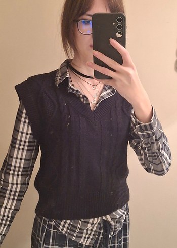 Siyah Vintage Kadın Süveter - Görsel 3