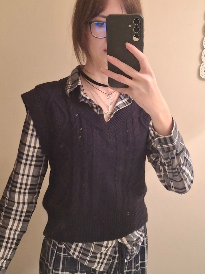 Siyah Vintage Kadın Süveter - Görsel 3