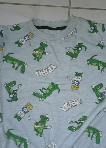 Erkek Çocuk Gri Baskılı Uzun Kollu Sweatshirt - Görsel 2