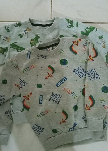 Erkek Çocuk Gri Baskılı Uzun Kollu Sweatshirt - Görsel 4