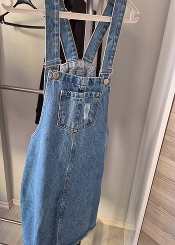 Diğer Mavi Kot Midi Kısa Salopet