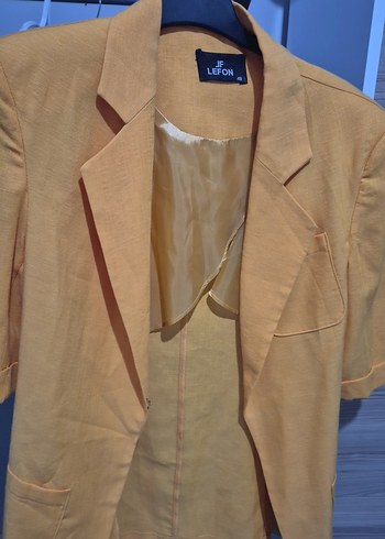 Diğer Sari Kisa Kollu Keten Blazer Ceket