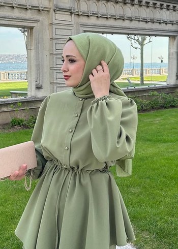 Kemerli Uzun Kollu Haki Kadın Takım - Görsel 2