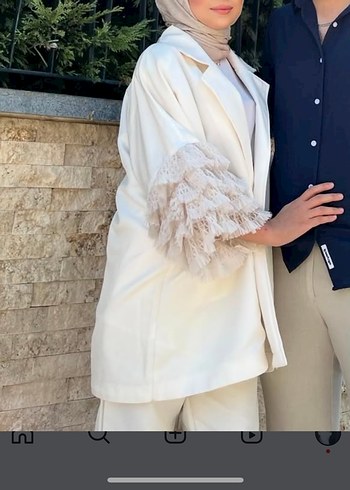 Dantel Detaylı beyaz ceket - Görsel 2