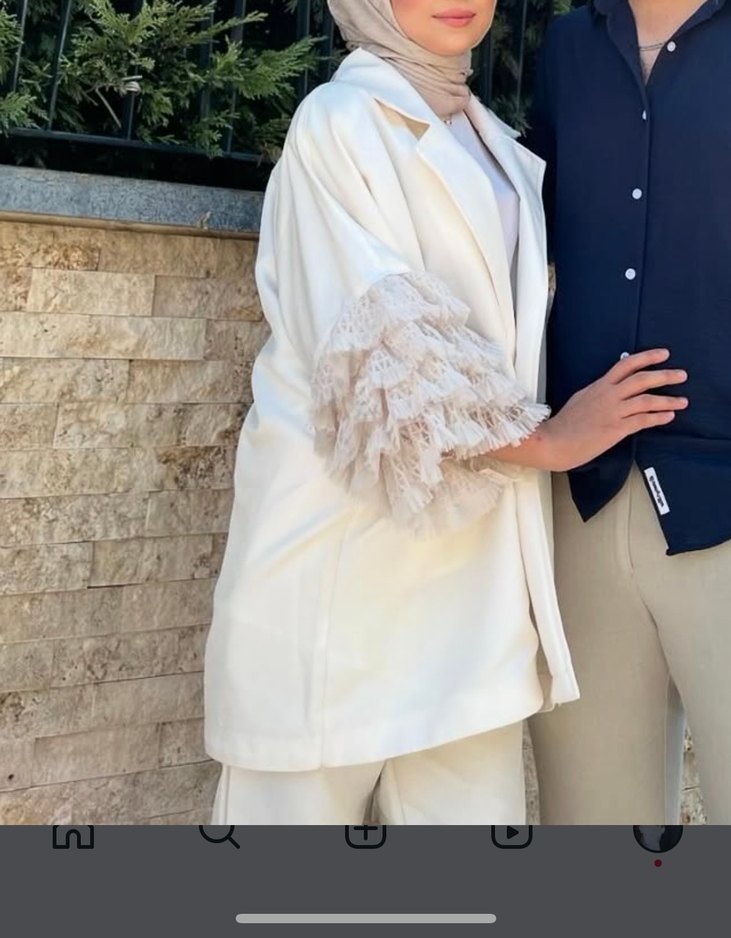 Dantel Detaylı beyaz ceket - Görsel 2