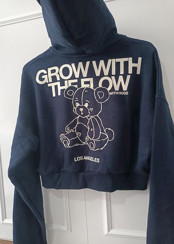 m Beden Kadın Lacivert Fermuarlı Sweatshirt