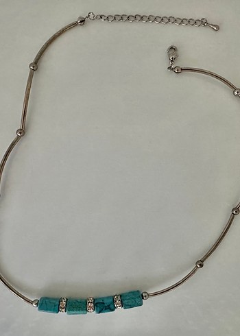 Turkuaz Taşlı Metalik Kolye - Görsel 4