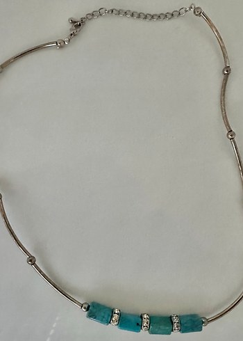 Turkuaz Taşlı Metalik Kolye - Görsel 3