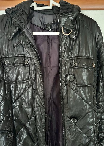 Mango Siyah Uzun Kadın Mont - Görsel 5