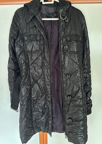 Mango Siyah Uzun Kadın Mont - Görsel 4