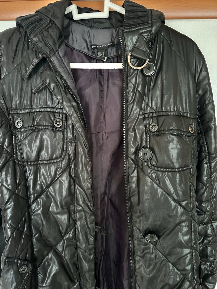 Mango Siyah Uzun Kadın Mont - Görsel 5