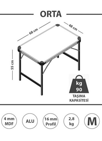 Solano Katlanır Kamp masası büyük orta boy