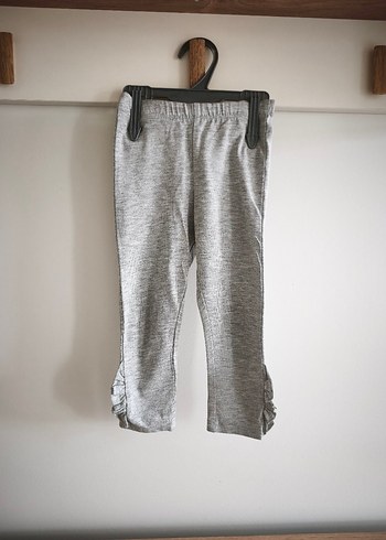 Kız Çocuk Gri Piliseli Keten Tayt - Görsel 3