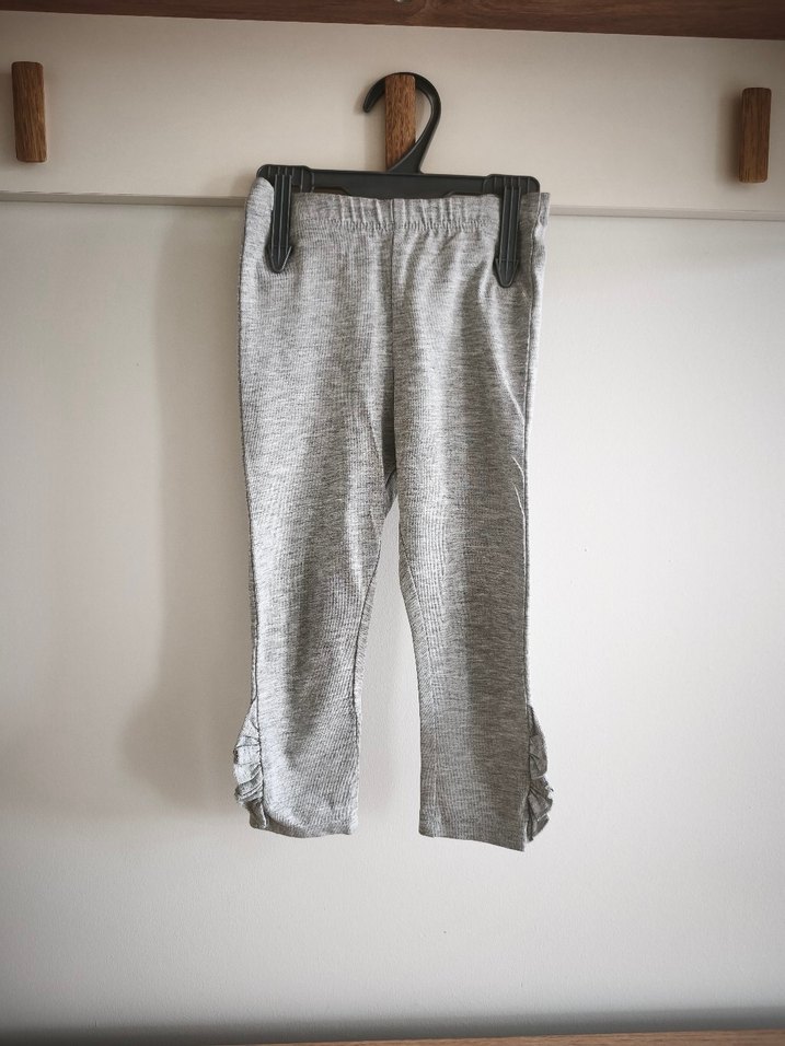 Kız Çocuk Gri Piliseli Keten Tayt - Görsel 3