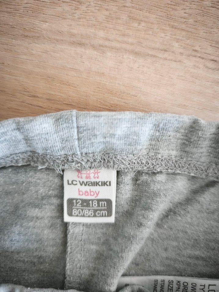 Kız Çocuk Gri Piliseli Keten Tayt - Görsel 5