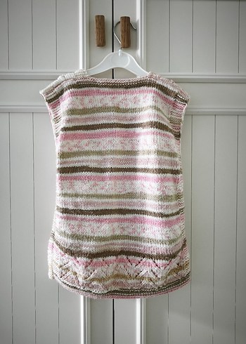 Kız Çocuk Örgü V Yaka Bohem Yelek - Görsel 6