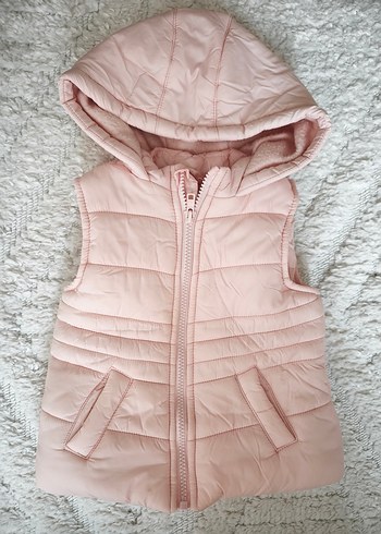 Kız Çocuk Pembe Fermuarlı Kapüşonlu Yelek - Görsel 3