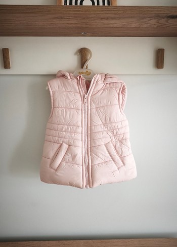 Kız Çocuk Pembe Fermuarlı Kapüşonlu Yelek - Görsel 4