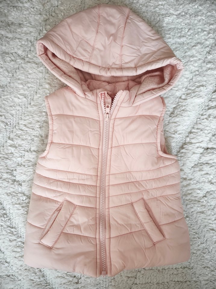Kız Çocuk Pembe Fermuarlı Kapüşonlu Yelek - Görsel 3