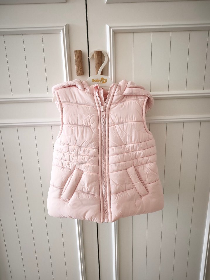 Kız Çocuk Pembe Fermuarlı Kapüşonlu Yelek - Görsel 5