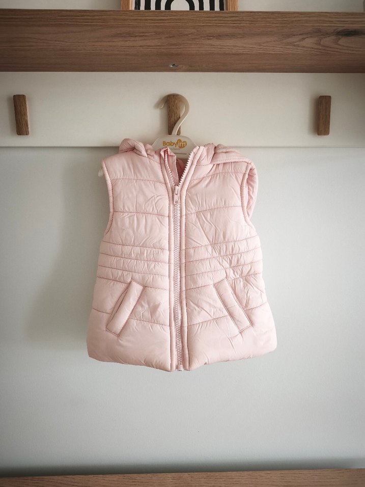 Kız Çocuk Pembe Fermuarlı Kapüşonlu Yelek - Görsel 4