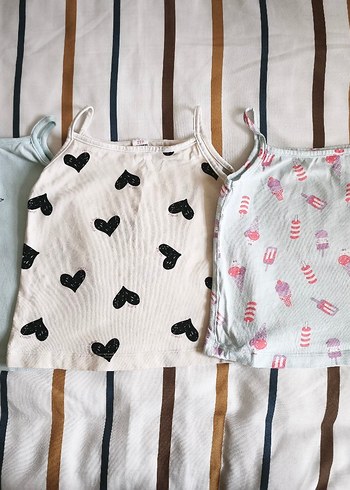 Beyaz Baskılı Kız Çocuk Askılı Pamuklu Atlet - Görsel 4