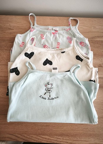 Beyaz Baskılı Kız Çocuk Askılı Pamuklu Atlet - Görsel 2