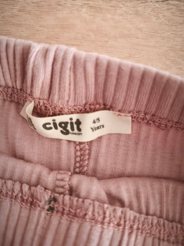 cigit marka kız Çocuk Pileli Pembe Keten Tayt - Görsel 5