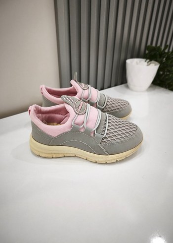 Gri Pembe Elastik Kız Spor Ayakkabı - Görsel 3