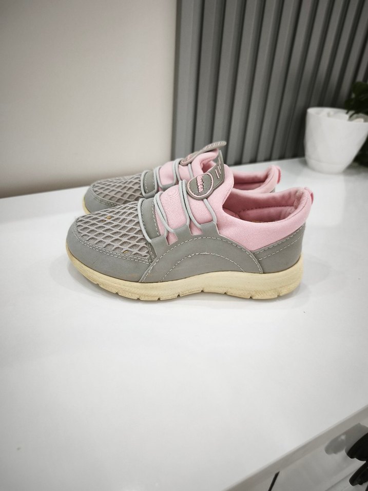 Gri Pembe Elastik Kız Spor Ayakkabı - Görsel 2