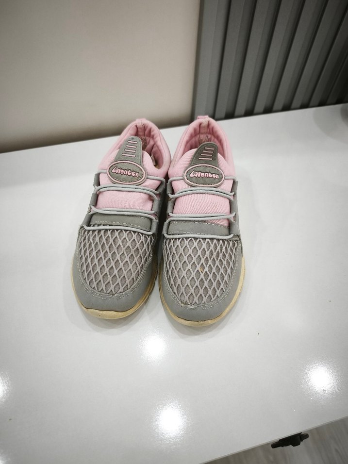 Gri Pembe Elastik Kız Spor Ayakkabı - Görsel 4