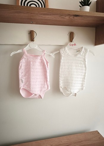 Dantel Detaylı Kız Bebek Askılı Body Seti - Görsel 2