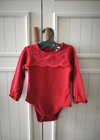 Kız Bebek Uzun Kollu Kırmızı Dantelli Body - Görsel 3
