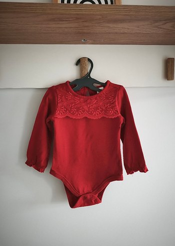 Kız Bebek Uzun Kollu Kırmızı Dantelli Body - Görsel 4