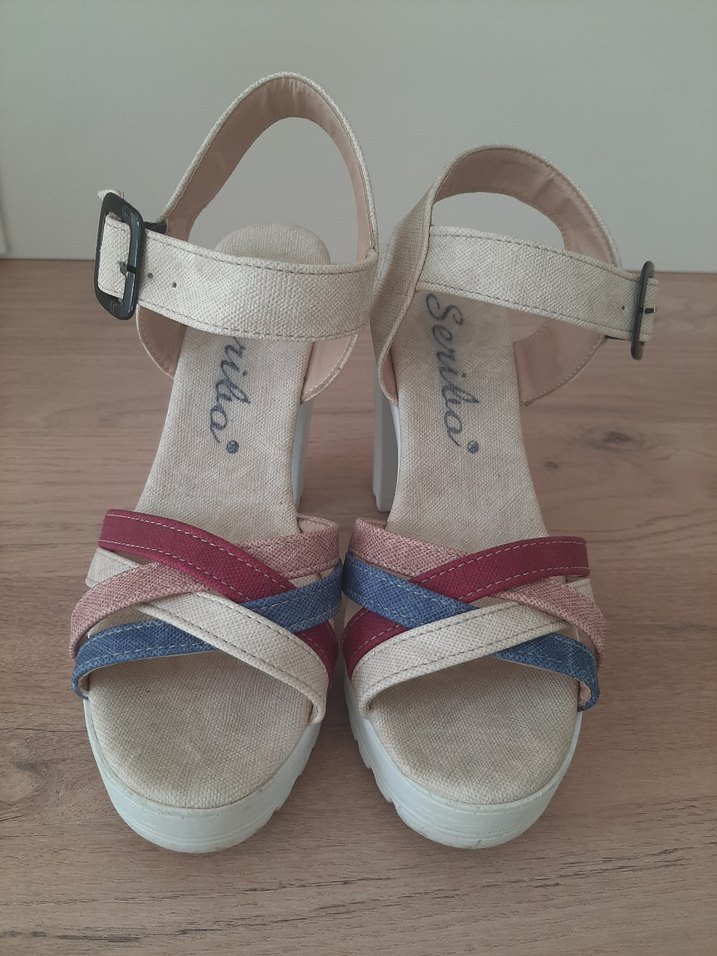 Bohem Tarzı Çok Renkli Platform Topuklu Sandalet - Görsel 4