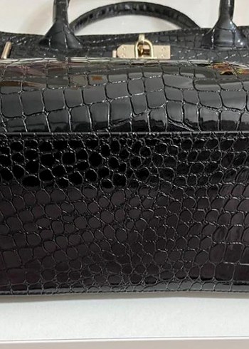 Klasik Siyah Yılan Derisi Desenli Deri Çanta - Görsel 2
