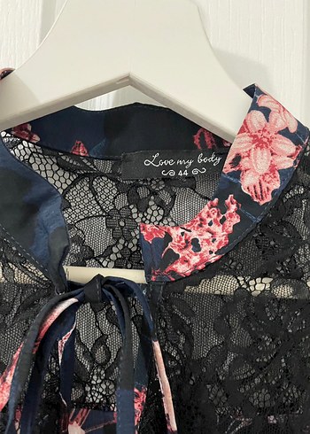 adl love my body çiçekli dantelli elbise - Görsel 3