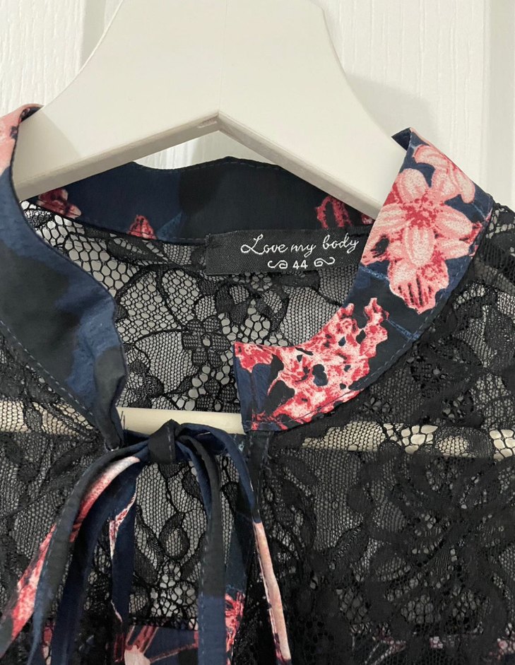 adl love my body çiçekli dantelli elbise - Görsel 3