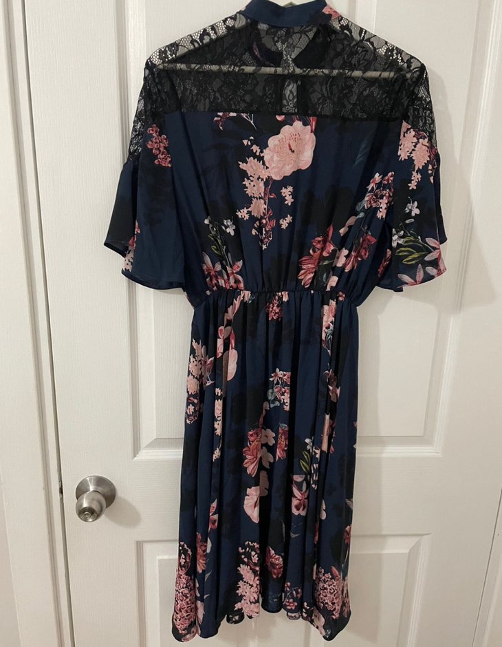 adl love my body çiçekli dantelli elbise - Görsel 4