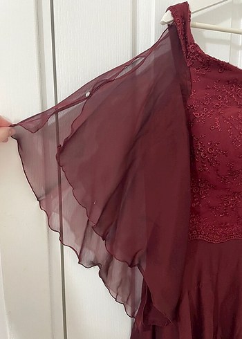 özel dikim bordo elbise abiye - Görsel 2