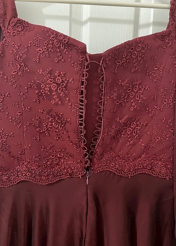 özel dikim bordo elbise abiye - Görsel 5
