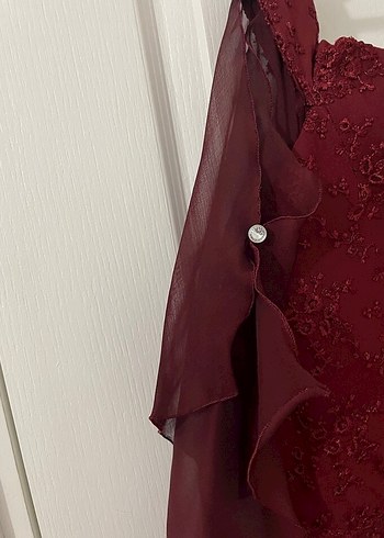 özel dikim bordo elbise abiye - Görsel 7