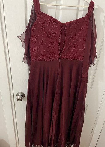 özel dikim bordo elbise abiye - Görsel 6