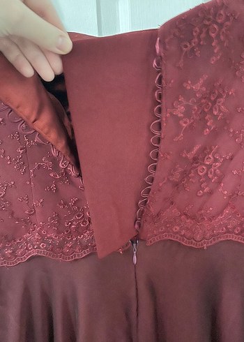 özel dikim bordo elbise abiye - Görsel 4